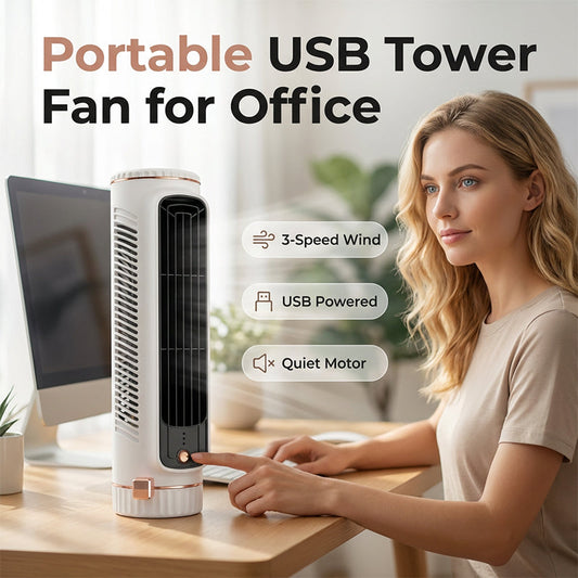 Ventilatore a torre portatile USB con 3 velocità