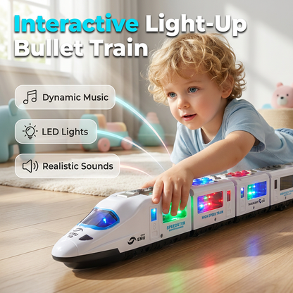 🚄 SCONTO DEL 50% A TEMPO LIMITATO! ✨ Trenino elettrico a forma di proiettile – con luci, funzione "Bump & Go" e musica 🎵