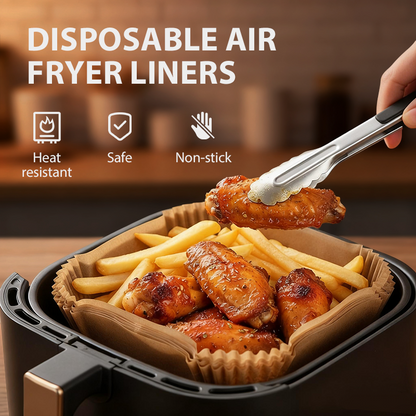 Fogli monouso per friggitrice ad aria in carta siliconata – Antiaderenti e resistenti a olio e calore