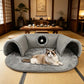Lettino a tunnel per gatti 2 in 1 in peluche