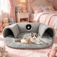 Lettino a tunnel per gatti 2 in 1 in peluche