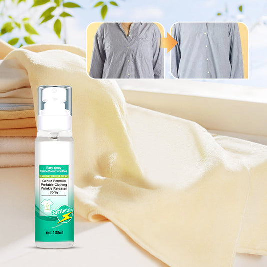 Spray portatile antigrinze per indumenti, formula delicata