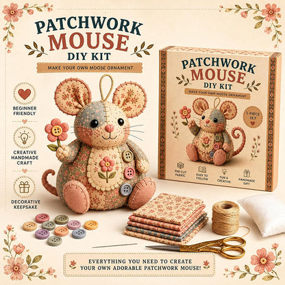 Kit da cucito artigianale con topolino di peluche in stile vintage