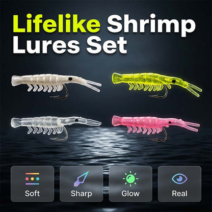 🦐 Set da 50 esche a gamberetto realistiche con ami – pronte all’uso per una pesca da record! 🎣✨