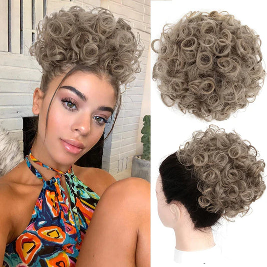 Chignon corto e riccio con coulisse elastica