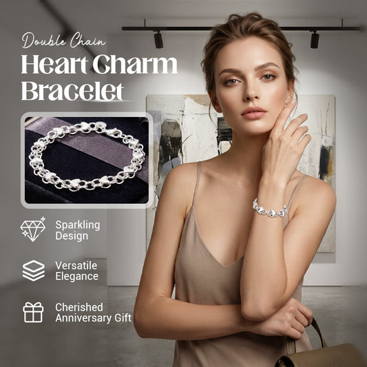 Bracciale con ciondolo a forma di cuore a doppia catena