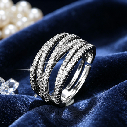 💍🔥 50% DI SCONTO + 1+1 GRATIS – Offerta a Tempo Limitato! 💥💫 Anello Crossover Regolabile Multistrato con Zirconi Pavé