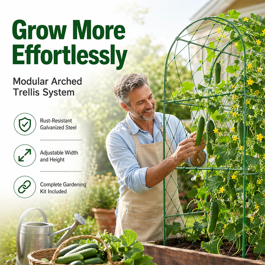 🌱SCONTO DEL 50% IN QUESTO MOMENTO! Sistema modulare di tralicci ad arco per piante, traliccio con supporto ad arco stabile, acciaio zincato resistente alla ruggine, larghezza e altezza regolabili per ortaggi rampicanti e piante di cetriolo