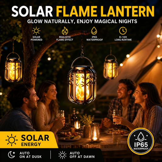 Lanterna Solare a Fiamma Tremolante - Impermeabile e Automatica - Luce calda realistica, perfetta per patii, giardini o sentieri