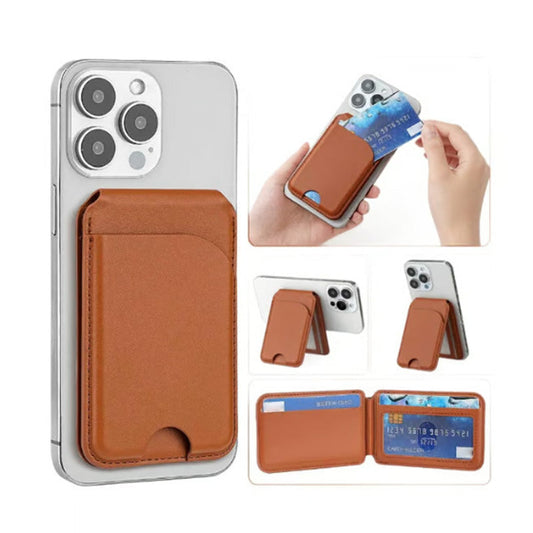 Supporto magnetico 2 in 1 in pelle PU per carte e telefono
