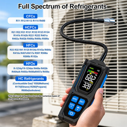 ❄️ SCONTO DEL 50%! 🔍 Rilevatore di fughe alogeno ricaricabile – Tipo C e sonda flessibile – Multigas e display LCD per climatizzazione e refrigerazione