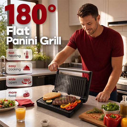 Pressa elettrica per sandwich e panini con piastra piatta a 180 gradi