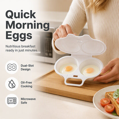 🍳 COMPRANE 1 E NE AVRAI 1 IN OMAGGIO! ✨ Cuociuova per microonde a doppia cavità – Cottura veloce senza olio, in PP per uso alimentare e indispensabile in cucina 💫