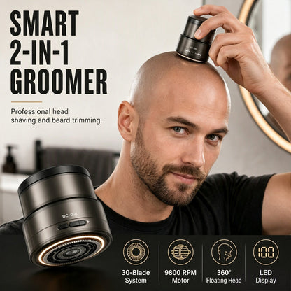 💈 -50% ORA! 🪒 Rasoio 2-in-1 per Testa Rasata e Regolabarba – 30 Lame di Precisione, Testina Flottante 360° & Display Digitale ✨