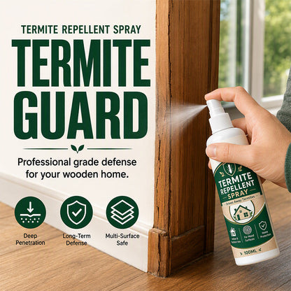 Spray repellente per termiti su diverse superfici in legno
