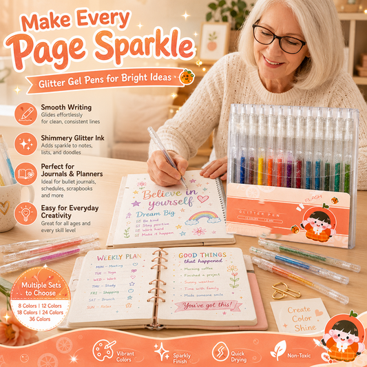 🎨 Set di penne glitterate ad asciugatura rapida per biglietti, agende e album di ritagli