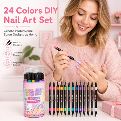 📢📢SCONTO DEL 50%!!⏰️ Set di 24 penne per nail art a doppia punta