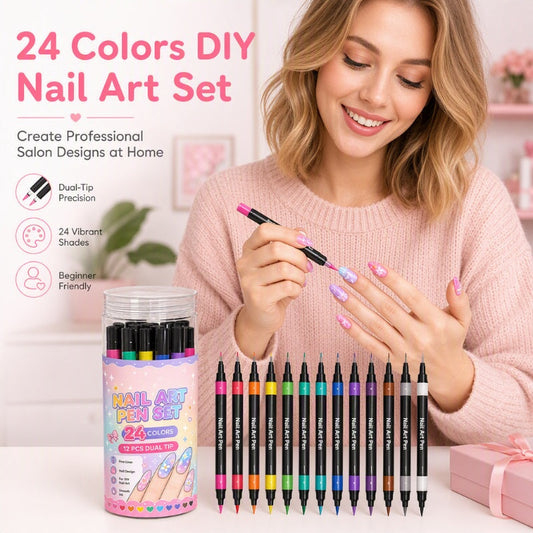📢📢SCONTO DEL 50%!!⏰️ Set di 24 penne per nail art a doppia punta