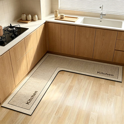 🍳 Tappeto da cucina a L ad asciugatura rapida – Assorbente e antiscivolo, grigio o beige 💧