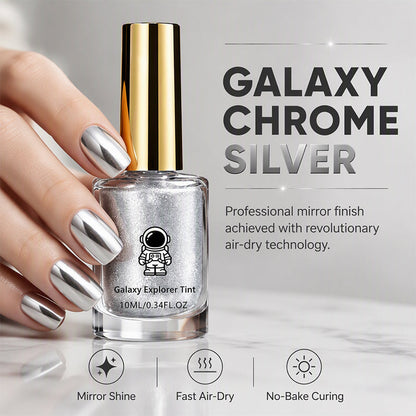 💅 Smalto Galassia Chrome Argento | Asciugatura all'Aria, Senza Lampada UV 🌟 | Colore Brillante a Lunga Durata ✨ | Applicazione Liscia e Senza Aloni 🖌️ | 10 ml 💎