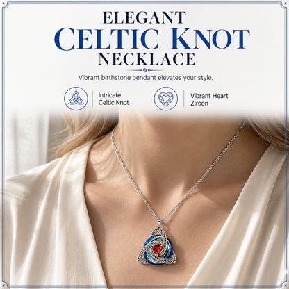 💎 Collana con nodo celtico e pietra natale – Ciondolo a forma di cuore in cristallo 🎁 Il regalo perfetto e ricco di significato per lei