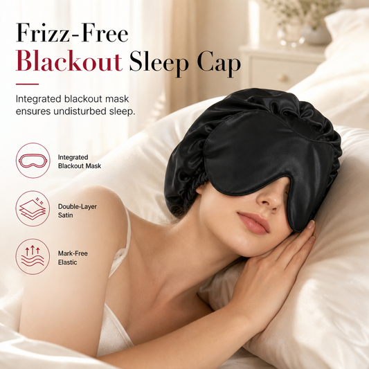 Cuffia da Notte in Raso 2-in-1 da Donna con Mascherina Oscurante Integrata