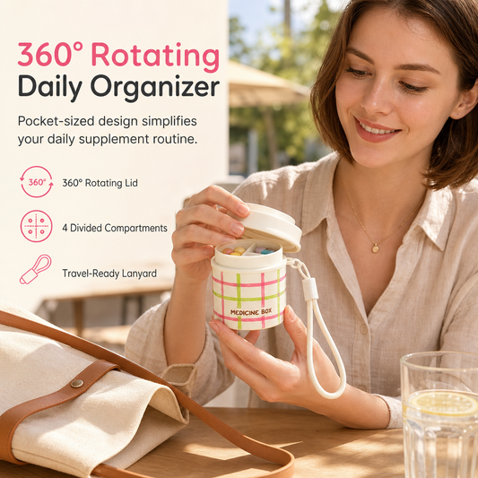 Portapillole Rotante a 360° con Scomparti Multipli