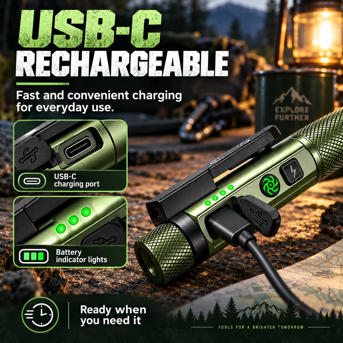 Penlight LED con Laser Rosso e Base Magnetica