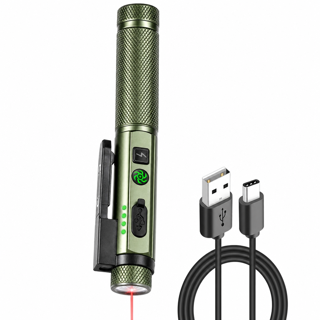 Penlight LED con Laser Rosso e Base Magnetica