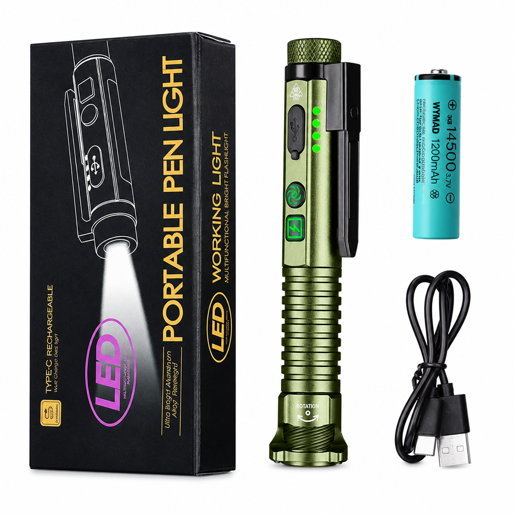 Penlight LED con Laser Rosso e Base Magnetica