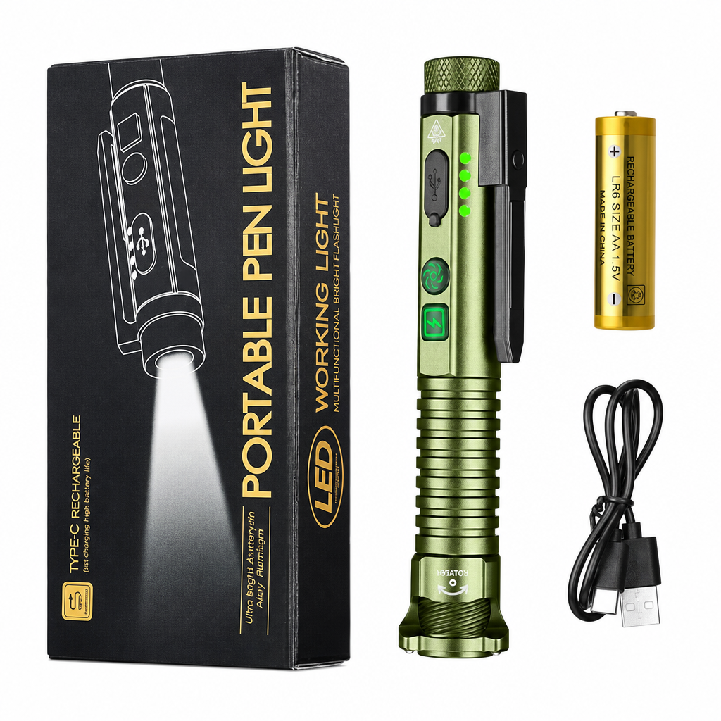 Penlight LED con Laser Rosso e Base Magnetica