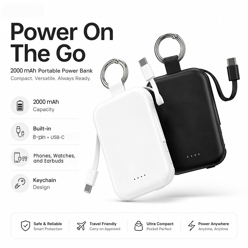 Power Bank Portachiavi 3 in 1 2000mAh