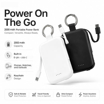 Power Bank Portachiavi 3 in 1 2000mAh