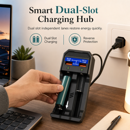 🔋 Caricabatterie Smart Doppio Slot al Litio