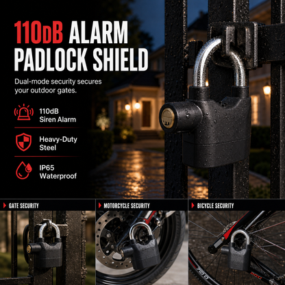 70mm Aluminum Alloy Anti Theft Alarm Padlock Security Gate Lock for Warehouse Motorcycle and Bicycle with Batteries