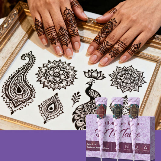 🎨 Kit Completo Henna Tattoo 3 Colori