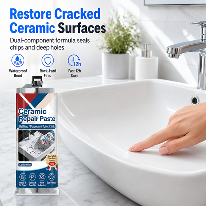 🛁🧱 Pasta riparatrice per piastrelle in ceramica – Asciugatura rapida, stucco per crepe e scheggiature – Resina epossidica impermeabile per lavandini, piastrelle e marmo 🛠️