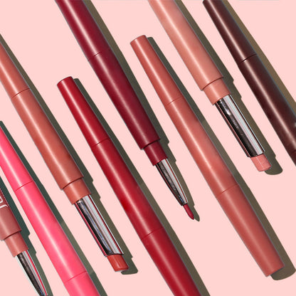 💄 Rossetto 2 in 1 con punta a goccia per contorno e riempimento labbra | 12 colori
