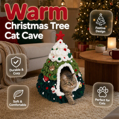 🎄 Cuccia-rifugio per gatti ad albero di Natale in feltro – 3 stili