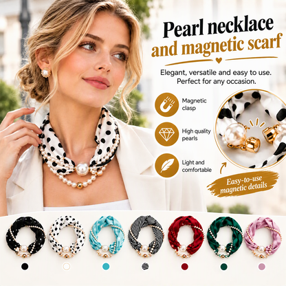 Collana foulard decorativa con perle, stile elegante
