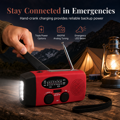Radio solare di emergenza con manovella, AM, FM e NOAA