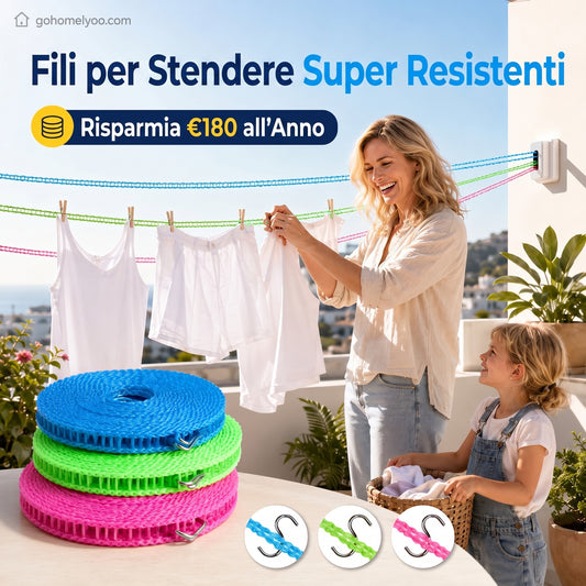 🏠🚫 Niente trapano, niente danni! Lo stendibiancheria portatile si fissa ovunque: sul balcone, in bagno o in giardino. ⌛ Sconto del 50%! 🔥