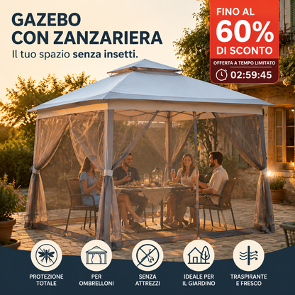 🚩Spedizione gratuita🌞Ombrellone da giardino multifunzionale con zanzariera, resistente al vento e alla pioggia, che offre protezione dal sole